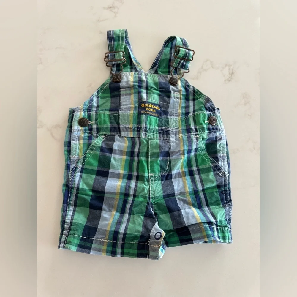 Vintage OshKosh B'gosh Green Plaid shortalls